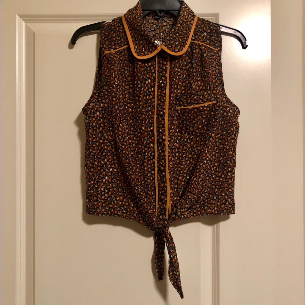Patterned Button Down Tank Small New
